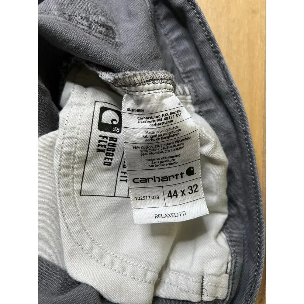 Carhartt Relaxed Fit Pants Mens 44x32 Gray Workwear Cotton Stretch‎